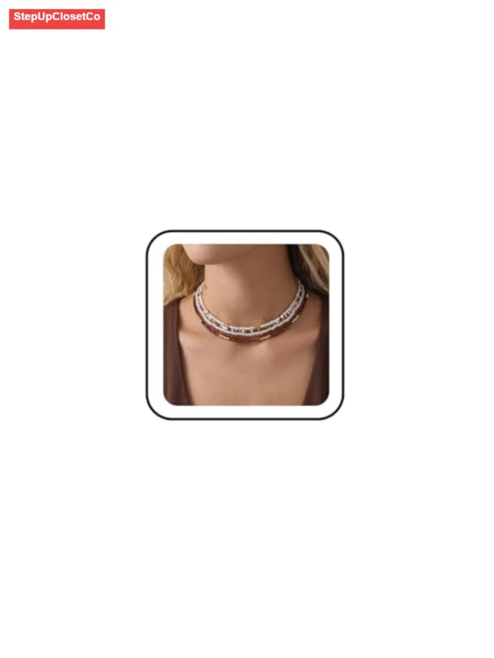 5-Piece Boho Layered Beaded Necklace Set Adjustable Choker with Gold Heart